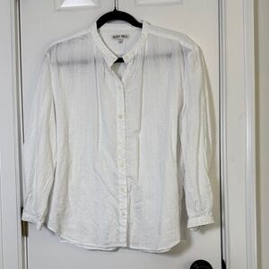 Alex Mill White Eyelet Cotton Button Down Blouse Shirt XL Relaxed Quiet Luxury